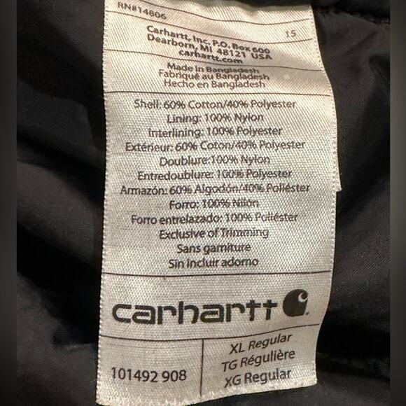 Carhartt Thinsulate Mens XL Heavyweight Duck Cloth Coat Chest Logo in Khaki - Picture 7 of 12